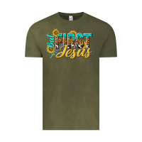 Vintage Olive but first jesus Vintage Tee - NancyCooperArtShop