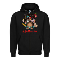Black Afro Messy Bun Best Teacher With Leopard Glasses Bbs Zipper Hoodie - BundleAndBundleShop