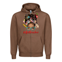Chestnut Afro Messy Bun Best Teacher With Leopard Glasses Bbs Zipper Hoodie - BundleAndBundleShop