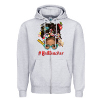 Heather Grey Afro Messy Bun Best Teacher With Leopard Glasses Bbs Zipper Hoodie - BundleAndBundleShop