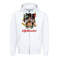 White Afro Messy Bun Best Teacher With Leopard Glasses Bbs Zipper Hoodie - BundleAndBundleShop