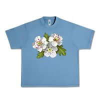 Pebble Blue Hawthorn Flower Illustrations Urban Heavy Tee - LillyAllenDesigns