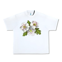 White Hawthorn Flower Illustrations Urban Heavy Tee - LillyAllenDesigns