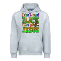 Heather Grey St. Patrick's I dont need luck i have got Jesus Urban Hoodie - OliviaCreatesArt
