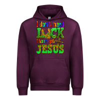 Mauve Wine St. Patrick's I dont need luck i have got Jesus Urban Hoodie - OliviaCreatesArt