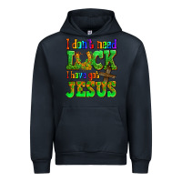 Navy St. Patrick's I dont need luck i have got Jesus Urban Hoodie - OliviaCreatesArt