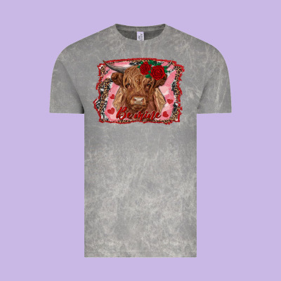 Be Mine Highland Cow Vintage Tee Designed By Adodesignshop