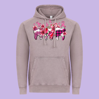 Cancer Ribbon With Teeth Vintage Hoodie Designed By Adodesignshop