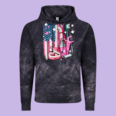American Flag And Dental Elements With Teeth Vintage Hoodie Designed By Adodesignshop