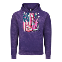 Cloud Purple American flag and dental elements with teeth Vintage Hoodie - AdoDesignShop