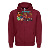 Burgundy Camp Hair Don't Care Zipper Hoodie - BundleAndBundleShop