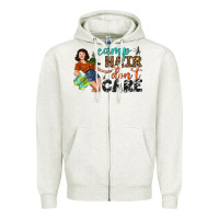 Oatmeal Heather Camp Hair Don't Care Zipper Hoodie - BundleAndBundleShop