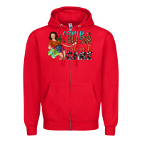 Red Camp Hair Don't Care Zipper Hoodie - BundleAndBundleShop