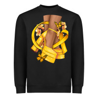 Black Childhood Cancer diva yellow ribbon Heavyweight Sweatshirt - NancyCooperArtShop