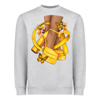 Heather Grey Childhood Cancer diva yellow ribbon Heavyweight Sweatshirt - NancyCooperArtShop