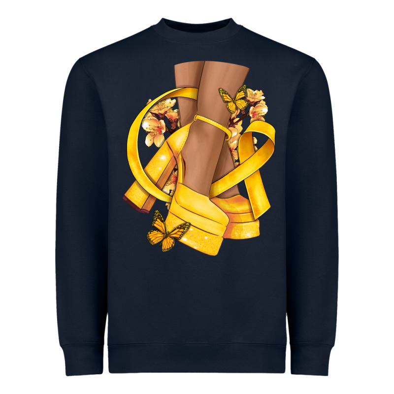 Childhood Cancer Diva Yellow Ribbon Heavyweight Sweatshirt by NancyCooperArtShop | Teevron
