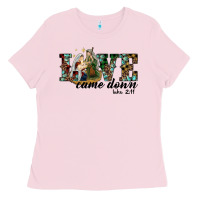 Bubblegum Pink love came down holy family Ladies Tee - RanaPortraitStore