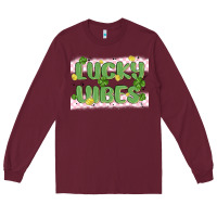 Burgundy lucky vibes Long Sleeve Tee - MaliasSmallBusiness