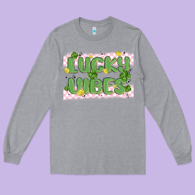 Lucky Vibes Long Sleeve Tee Designed By Maliassmallbusiness