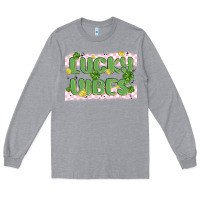Heather Grey lucky vibes Long Sleeve Tee - MaliasSmallBusiness