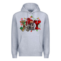 Heather Grey Christmas Joy skeleton Premium Hoodie - NancyCooperArtShop