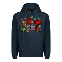 Navy Christmas Joy skeleton Premium Hoodie - NancyCooperArtShop