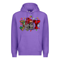 Purple Christmas Joy skeleton Premium Hoodie - NancyCooperArtShop