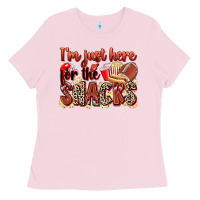 Bubblegum Pink i'm just here for the snacks american football Ladies Tee - Zillion Design Studio