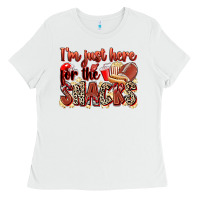 White i'm just here for the snacks american football Ladies Tee - Zillion Design Studio
