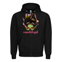 Black Afro Messy Bun Cosmetologist Zipper Hoodie - BundleAndBundleShop