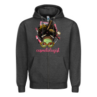 Charcoal Heather Afro Messy Bun Cosmetologist Zipper Hoodie - BundleAndBundleShop