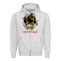 Dove Grey Afro Messy Bun Cosmetologist Zipper Hoodie - BundleAndBundleShop