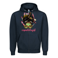 Navy Afro Messy Bun Cosmetologist Zipper Hoodie - BundleAndBundleShop
