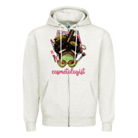 Oatmeal Heather Afro Messy Bun Cosmetologist Zipper Hoodie - BundleAndBundleShop