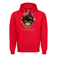 Red Afro Messy Bun Cosmetologist Zipper Hoodie - BundleAndBundleShop