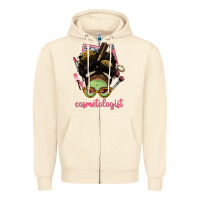 Sandshell Afro Messy Bun Cosmetologist Zipper Hoodie - BundleAndBundleShop