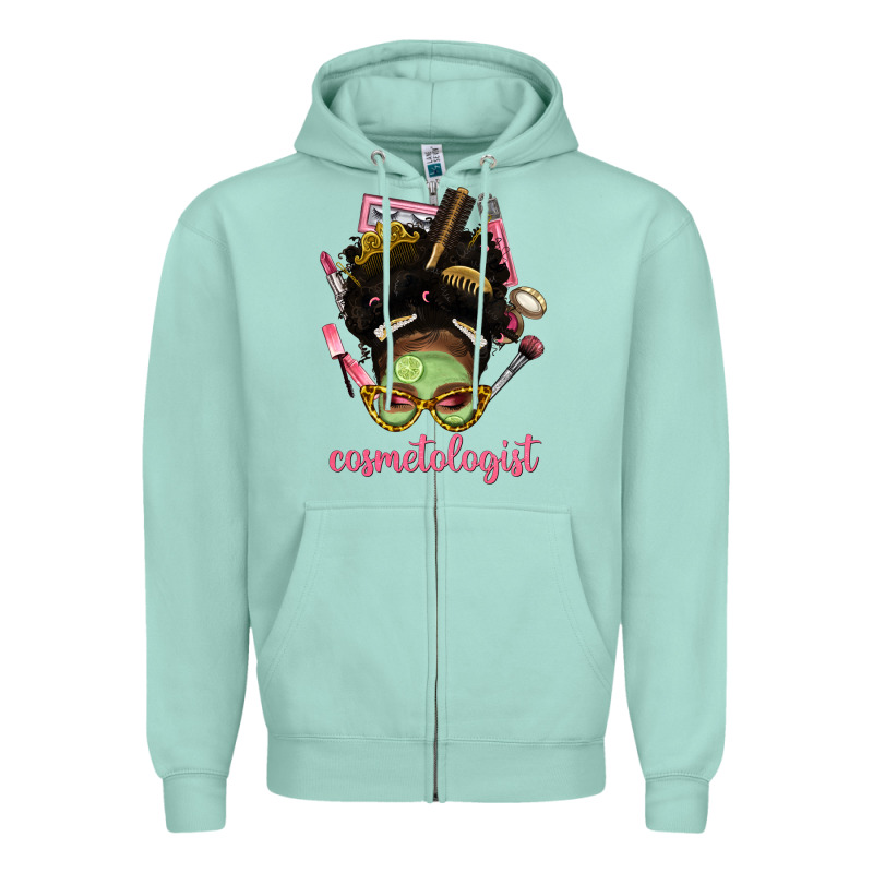 Afro Messy Bun Cosmetologist Zipper Hoodie by BundleAndBundleShop | Teevron