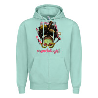 Seafoam Afro Messy Bun Cosmetologist Zipper Hoodie - BundleAndBundleShop