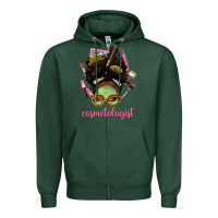 Sports Green Afro Messy Bun Cosmetologist Zipper Hoodie - BundleAndBundleShop