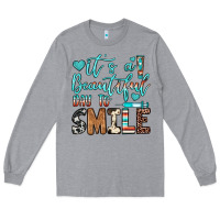 Heather Grey it’s a beautiful day to smile Long Sleeve Tee - JahusDesignShop