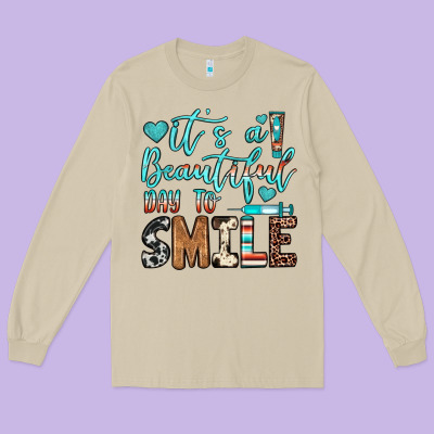 It’s A Beautiful Day To Smile Long Sleeve Tee Designed By Jahusdesignshop
