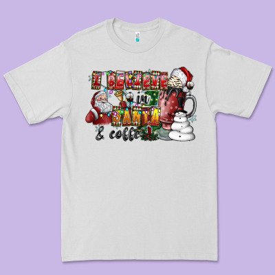 I Believe In Santa And Coffee Premium Tee Designed By Cowhidedigitalart