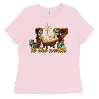 Bubblegum Pink joy to the world Ladies Tee - RanaPortraitStore