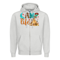 Dove Grey Camp Life Zipper Hoodie - BundleAndBundleShop