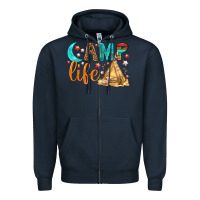 Navy Camp Life Zipper Hoodie - BundleAndBundleShop