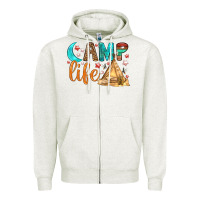 Oatmeal Heather Camp Life Zipper Hoodie - BundleAndBundleShop