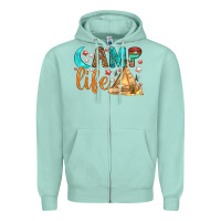 Seafoam Camp Life Zipper Hoodie - BundleAndBundleShop