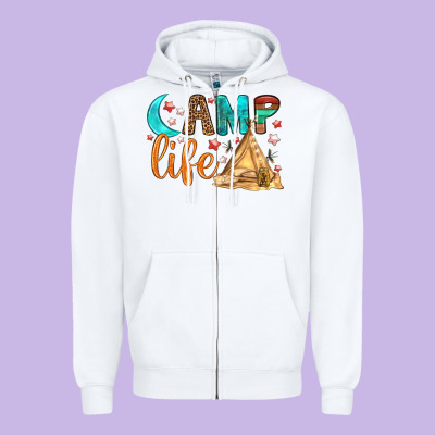 Camp Life Zipper Hoodie Designed By Bundleandbundleshop