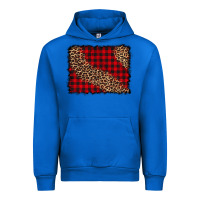 Cobalt leopard buffalo plaid background Urban Hoodie - CowCowDesign