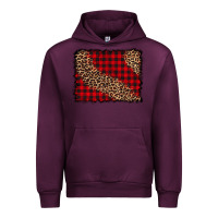 Mauve Wine leopard buffalo plaid background Urban Hoodie - CowCowDesign